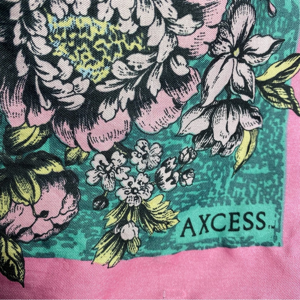 Vintage Floral Scarf Teal Pink